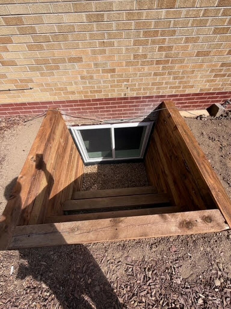 Dual Timber Well Egress Window Project in Lakewood, CO